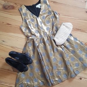 Isani metallic gold pokadot dress